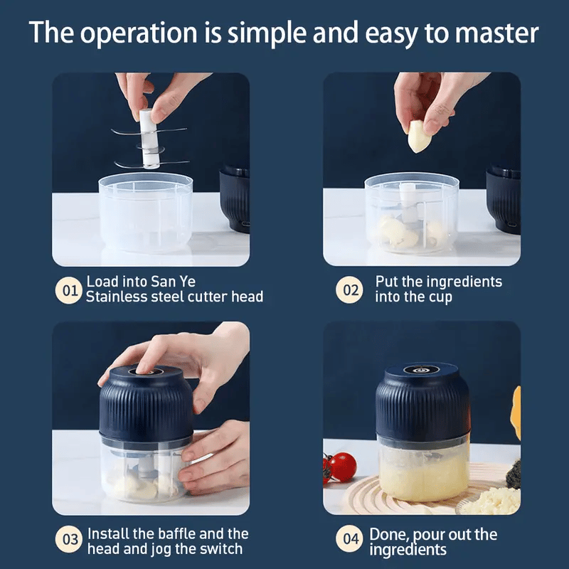 🔥Last Day To Buy 3 For $15.99 Each - Electric Garlic Chopper, Mini Portable Veggie Cutter