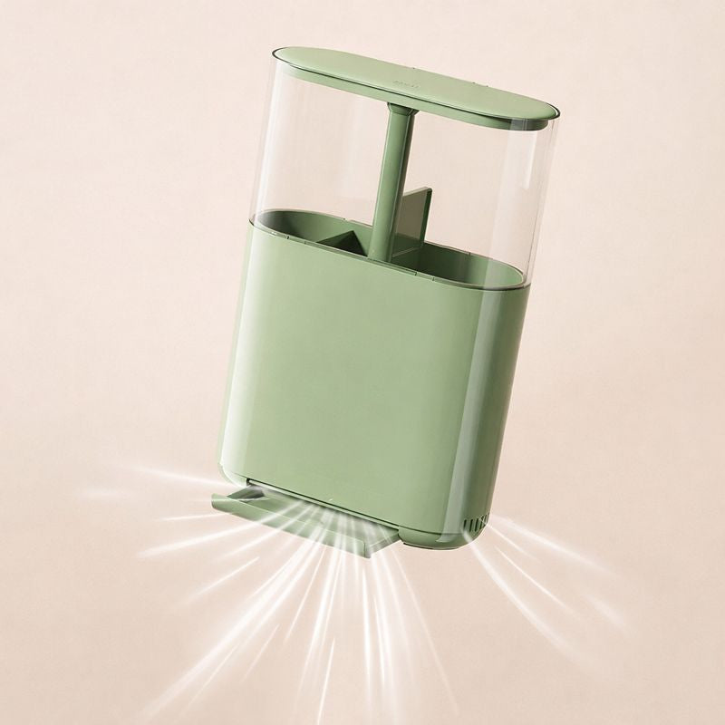 Wall-Mounted Lift-Up Utensil Organizer – Dustproof & Drainage Kitchen Storage Box