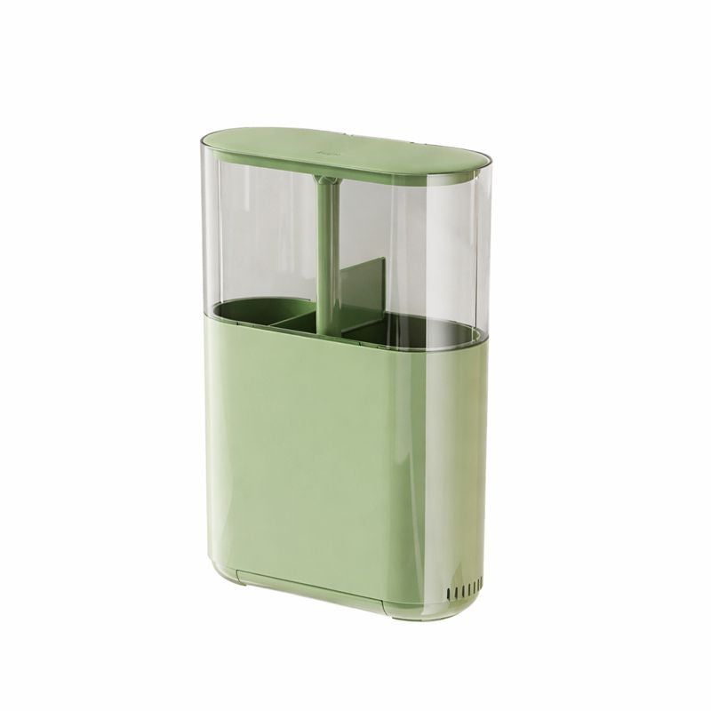 Wall-Mounted Lift-Up Utensil Organizer – Dustproof & Drainage Kitchen Storage Box