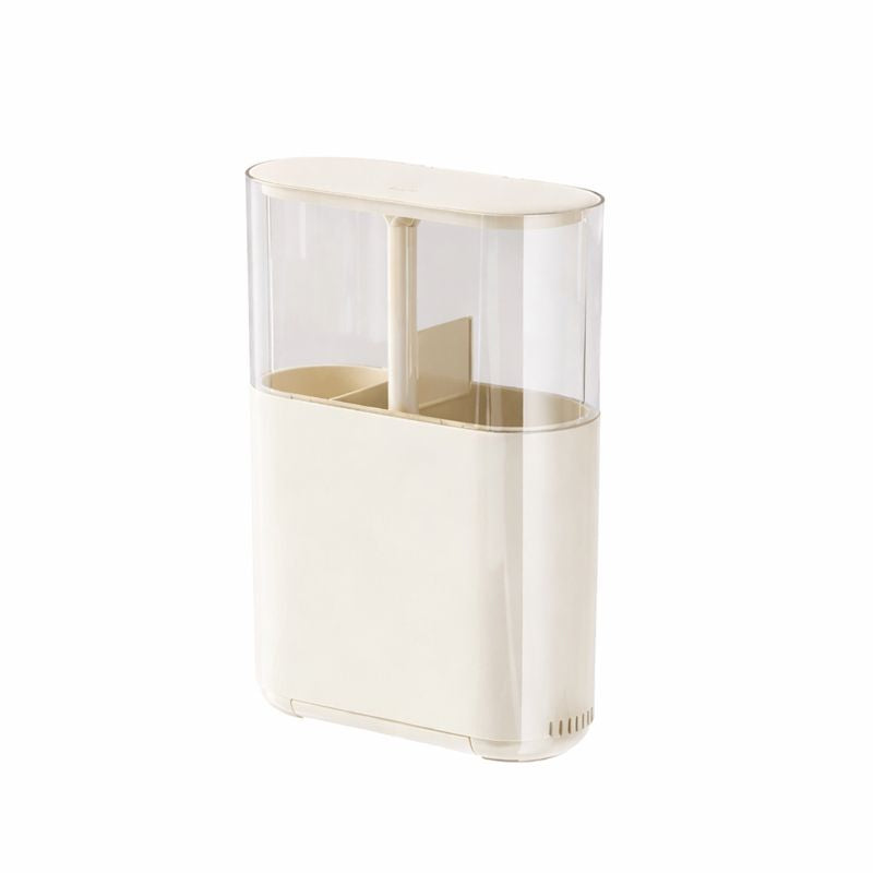 Wall-Mounted Lift-Up Utensil Organizer – Dustproof & Drainage Kitchen Storage Box