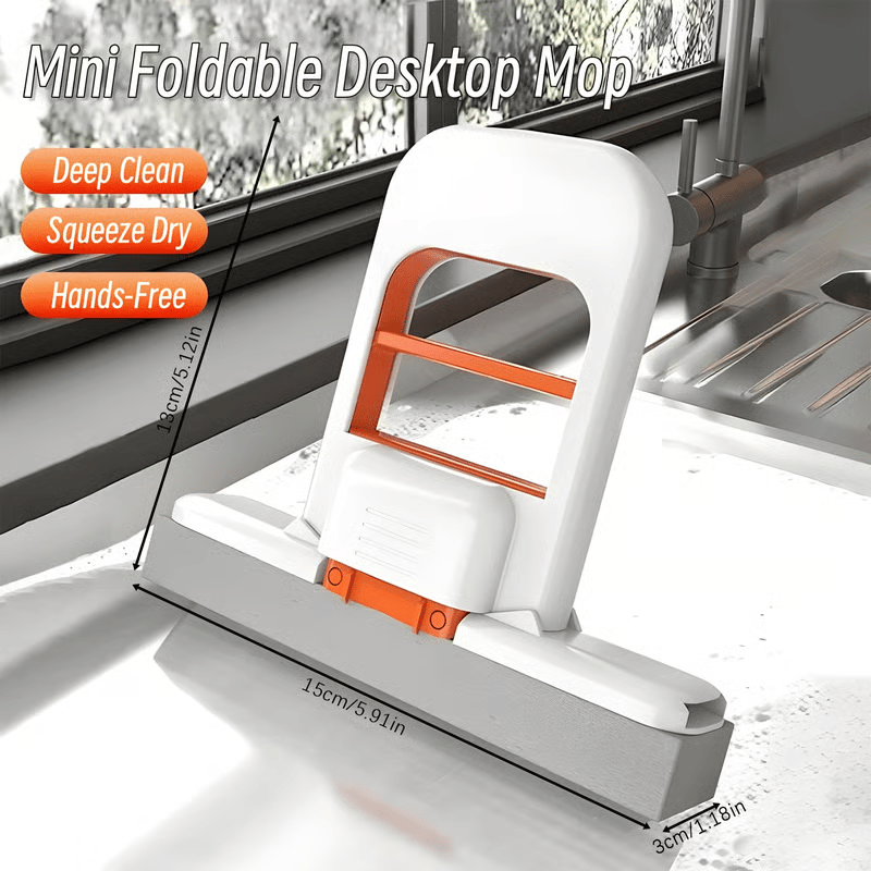 🔥Last Day Buy 2 Get 1 Free $6.99 Each🔥🧼🫧2026 New Mini Folding Desktop Mop — Dual-Use Wet/Dry Mop