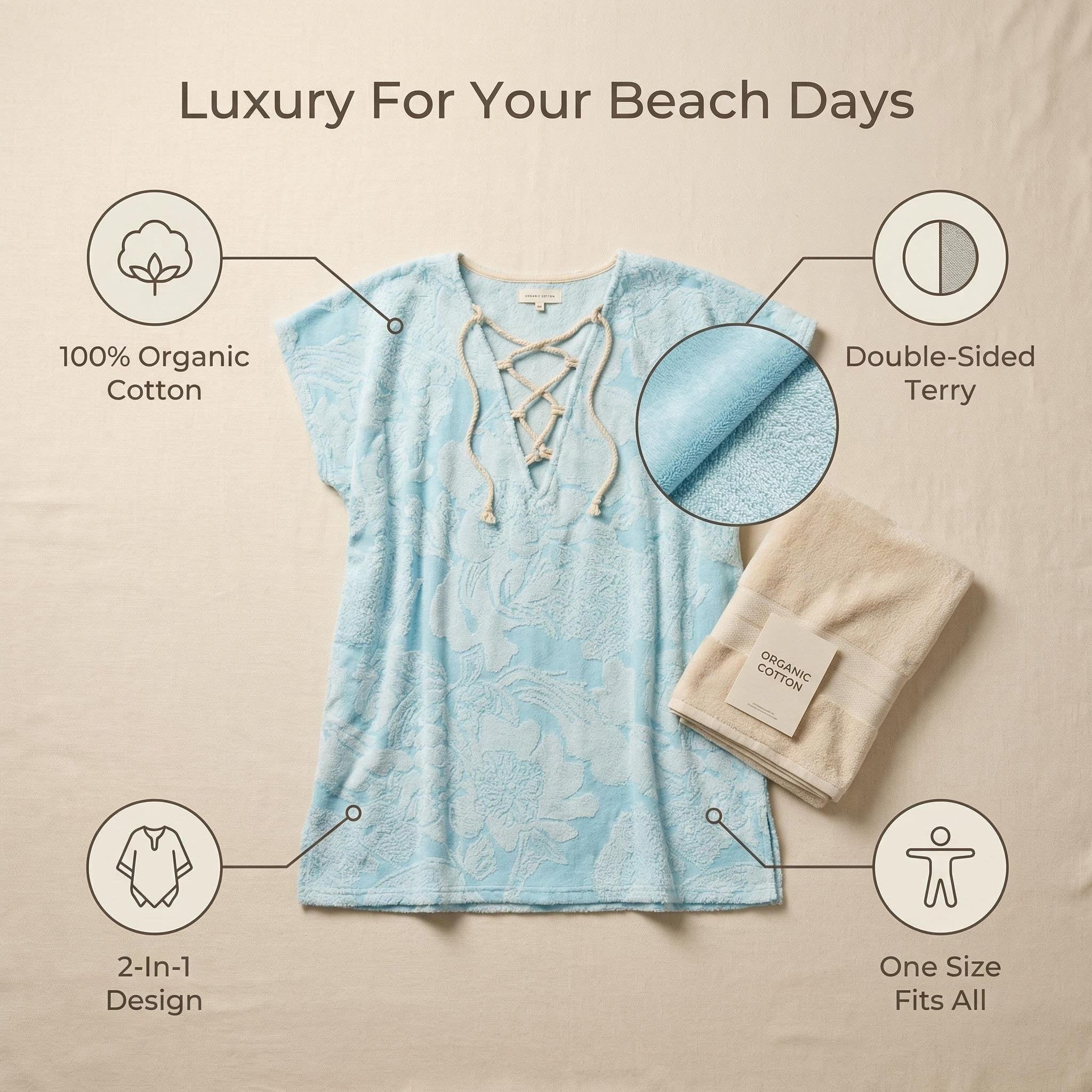 🏖️ Sand Cloud Organic Cotton Cover-Up – Luxury Beach Towel Dress ✨